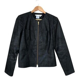 Maggy London Blazer Faux Crocodile Leather Lightweight Zipper Lined Jacket 4